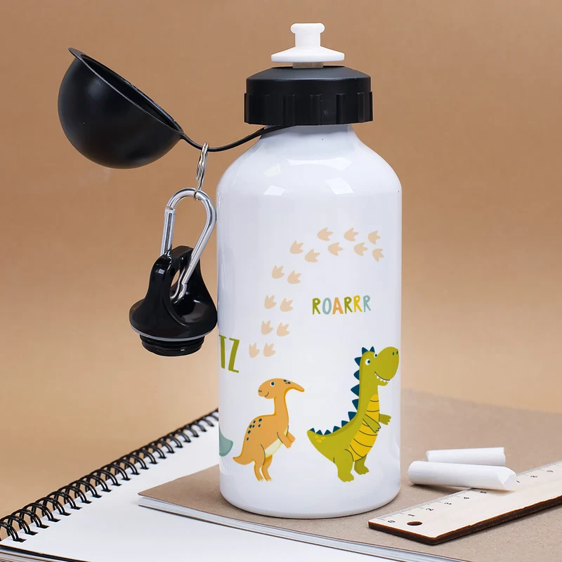 Personalisierte Trinkflasche für Kinder mit Dinosaurier-Motiv | Metall | 500ml