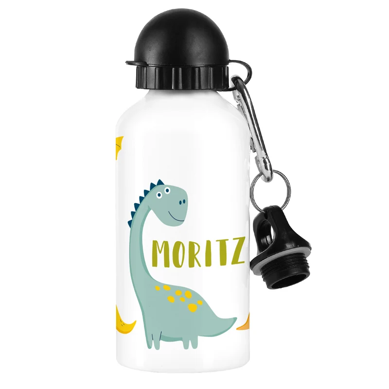 Personalisierte Trinkflasche für Kinder mit Dinosaurier-Motiv | Metall | 500ml