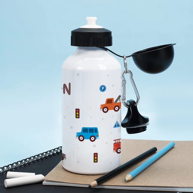 Personalisierte Trinkflasche für kleine Autofans aus Metall | 500ml