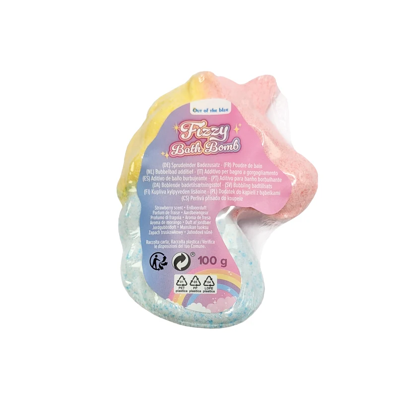 Sprudelnde Badebombe | Regenbogen Einhorn mit Erdbeerduft