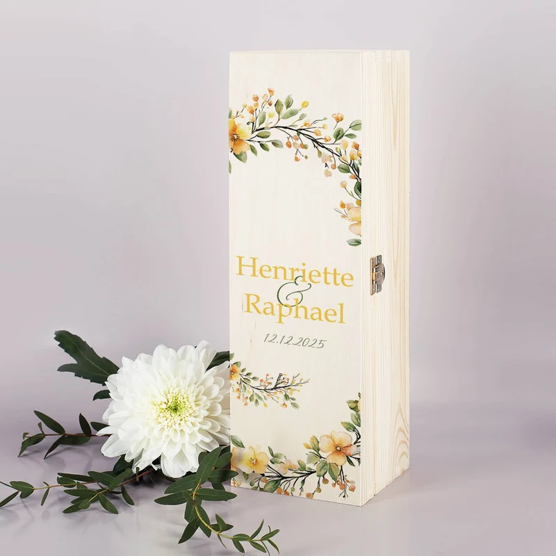 Erinnerungsbox zur Hochzeit mit Blütenkranz