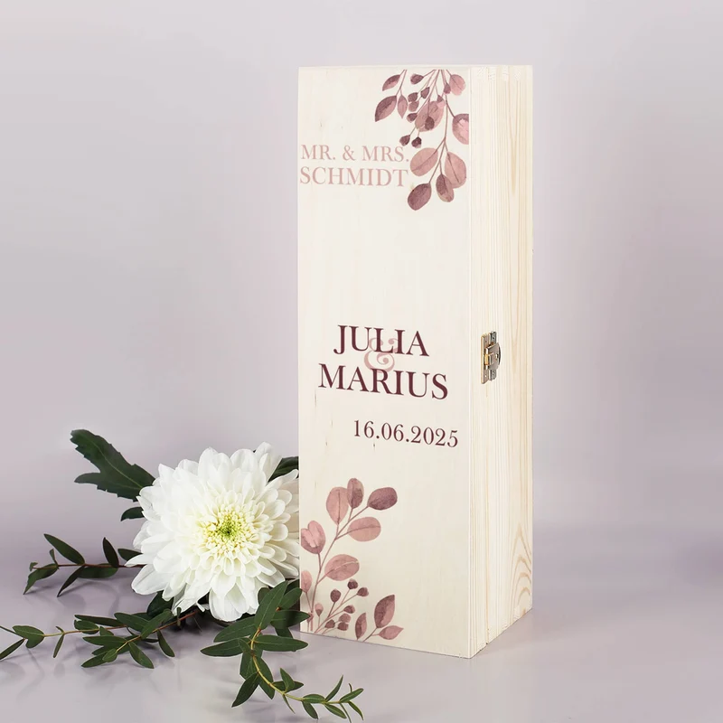 Geschenkbox zur Hochzeit mit Blumenmotiv