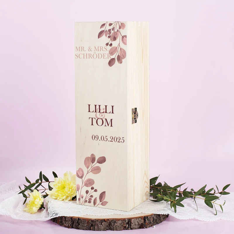 Geschenkbox zur Hochzeit mit Blumenmotiv