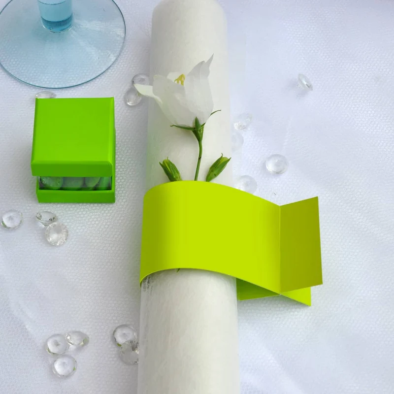 6 grüne Serviettenringe zur Hochzeit