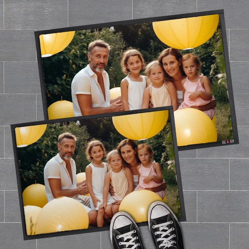 Fußmatte bedruckt mit Foto als Geschenk zum Einzug & Hausbau