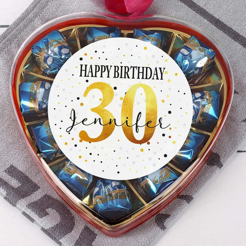 Pralinenherz zum Geburtstag mit Alter und Name