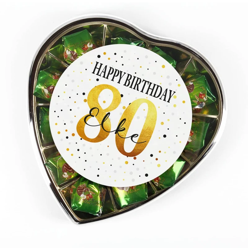 Pralinenherz zum Geburtstag mit Alter und Name