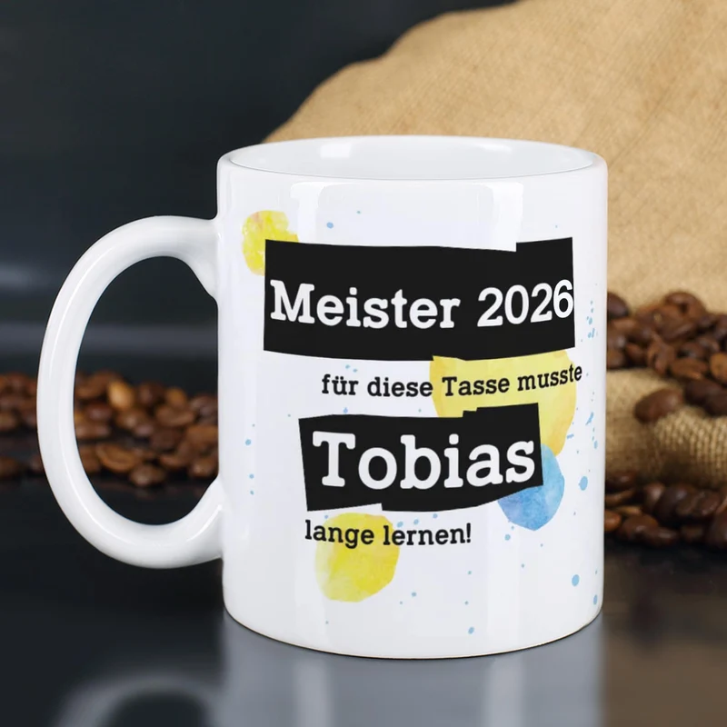 Für diese Tasse musste ich lange lernen - Tasse mit Name & Wunschtext