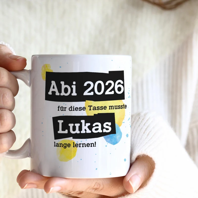 Für diese Tasse musste ich lange lernen - Tasse mit Name & Wunschtext