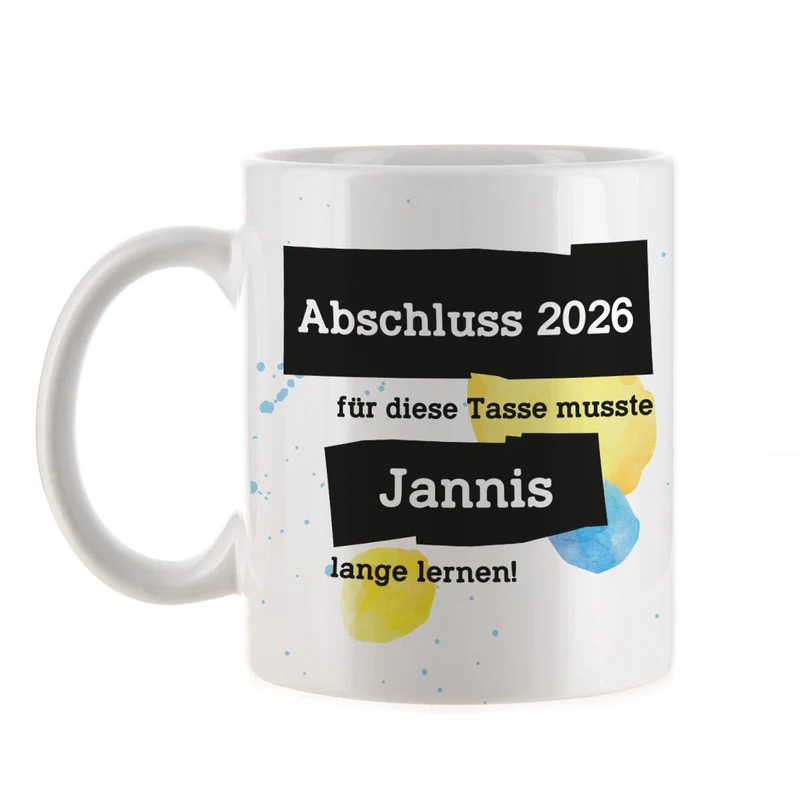 Für diese Tasse musste ich lange lernen - Tasse mit Name & Wunschtext