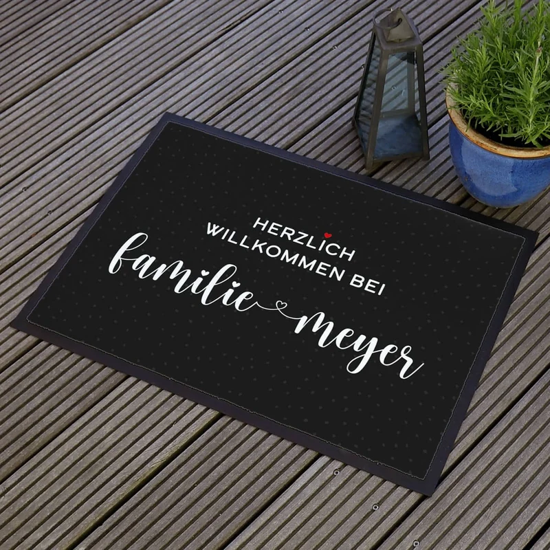 Fußmatte mit Herzdesign für Paare & Familien 70 x 50 cm