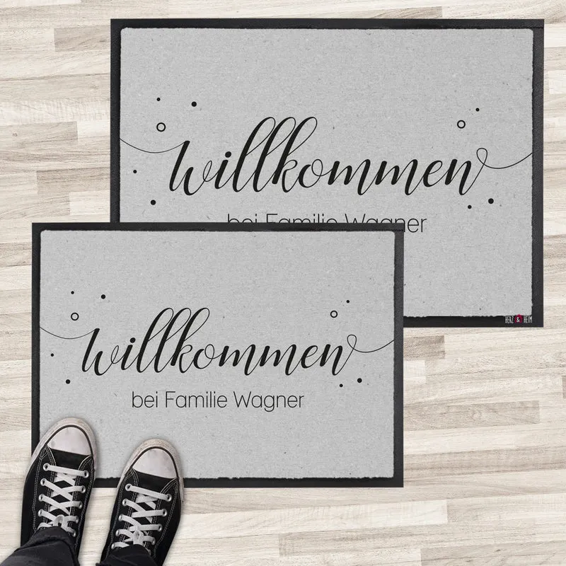 Willkommen - Fußmatte mit Ihrem Wunschtext, 70 x 50 cm