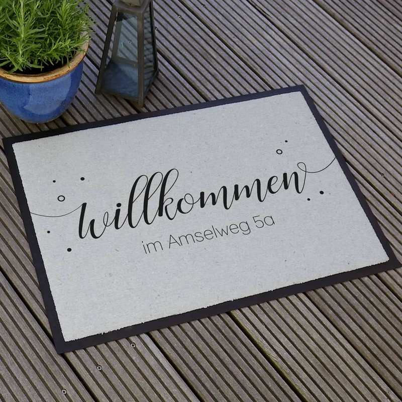 Willkommen - Fußmatte mit Ihrem Wunschtext, 70 x 50 cm
