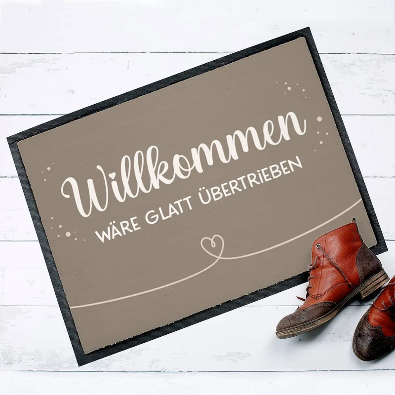 Willkommen Fußmatte mit Herz und Wunschtext