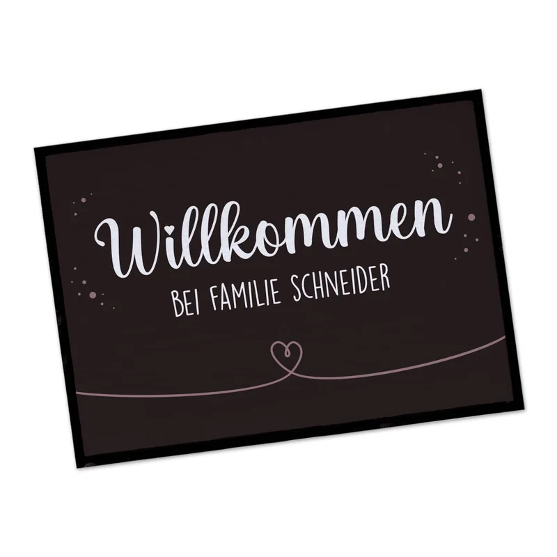 Willkommen Fußmatte mit Herz und Wunschtext