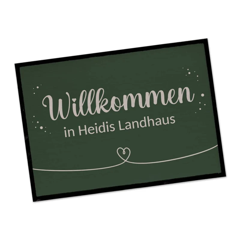 Willkommen Fußmatte mit Herz und Wunschtext