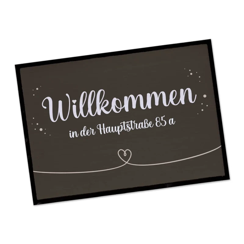 Willkommen Fußmatte mit Herz und Wunschtext