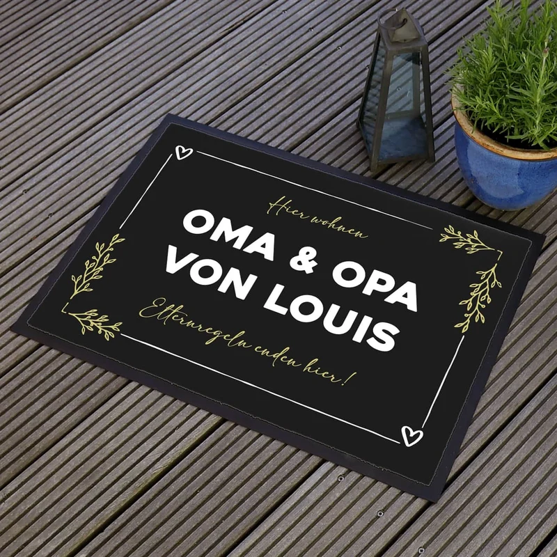 Lustige Oma Opa Fußmatte - Elternregeln enden hier - personalisierbar