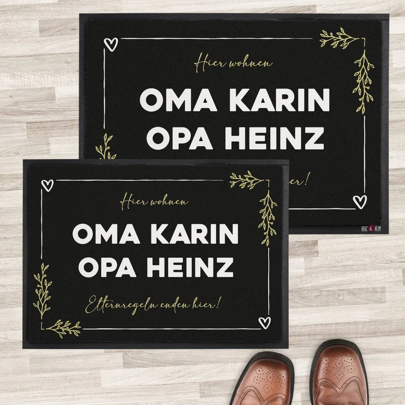 Lustige Oma Opa Fußmatte - Elternregeln enden hier - personalisierbar