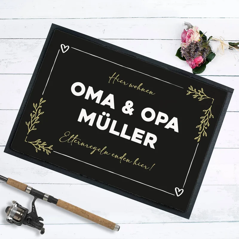 Lustige Oma Opa Fußmatte - Elternregeln enden hier - personalisierbar