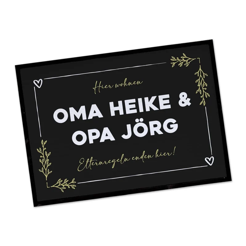 Lustige Oma Opa Fußmatte - Elternregeln enden hier - personalisierbar