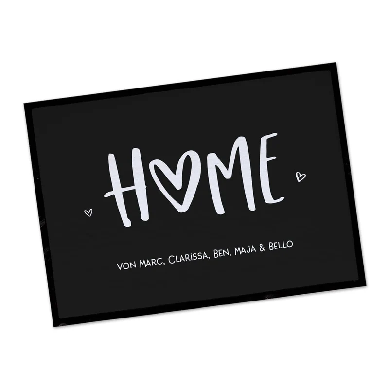 Home Fußmatte mit Herz & Text bedruckt zum Einzug für Paare & Familie