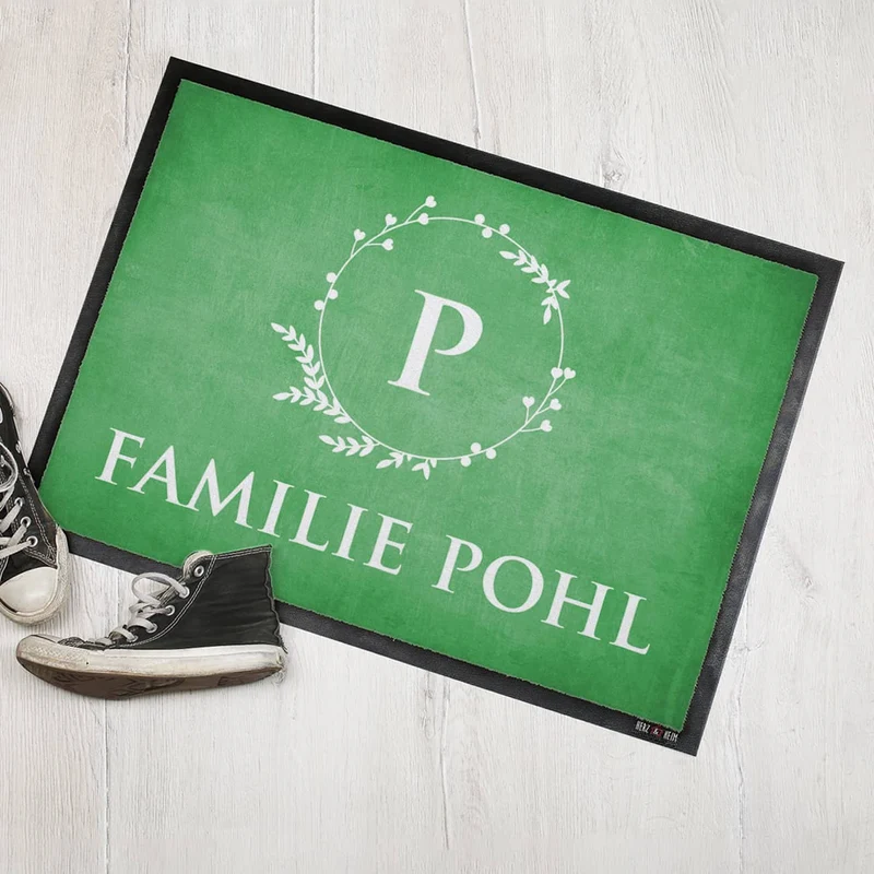 Fußmatte mit Monogramm & Text bedruckt in 2 Größen