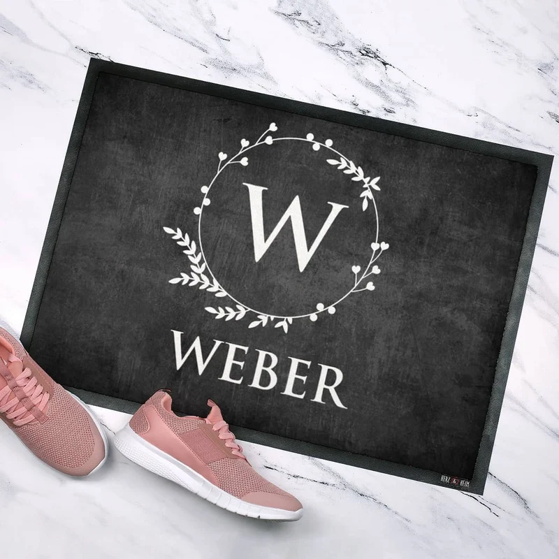 Fußmatte mit Monogramm & Text bedruckt in 2 Größen