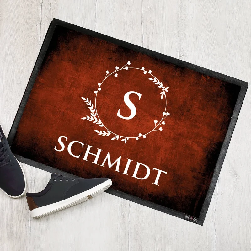 Fußmatte mit Monogramm & Text bedruckt in 2 Größen