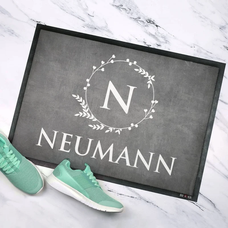 Fußmatte mit Monogramm & Text bedruckt in 2 Größen