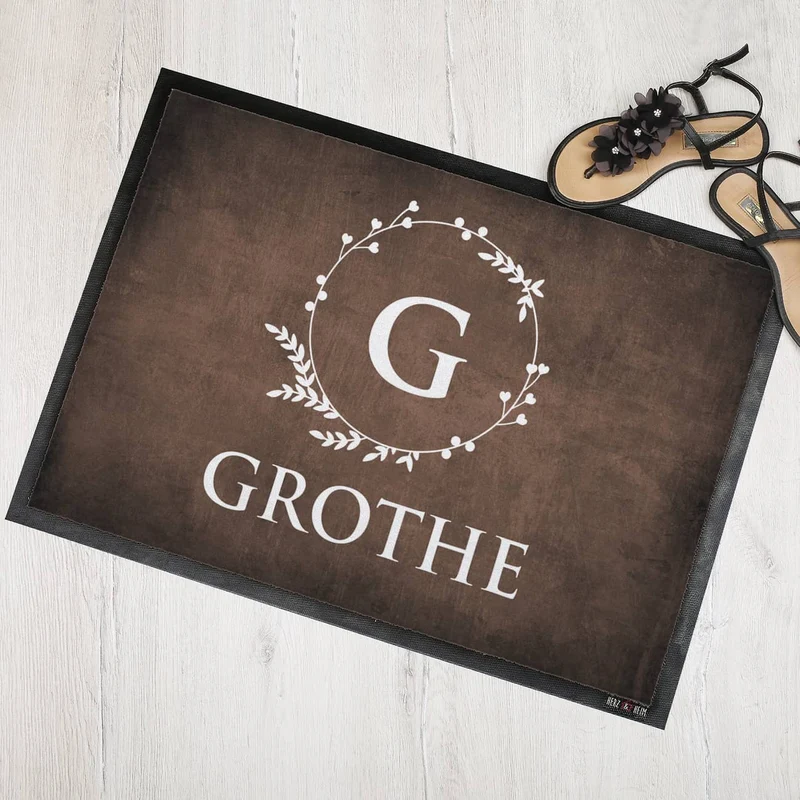Fußmatte mit Monogramm & Text bedruckt in 2 Größen