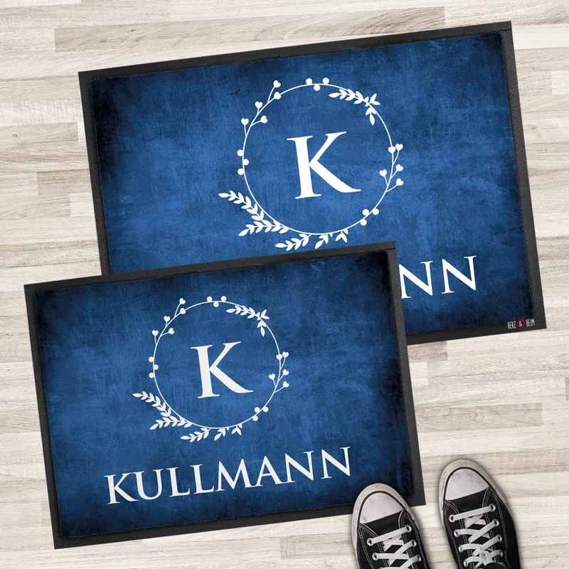 Fußmatte mit Monogramm & Text bedruckt in 2 Größen