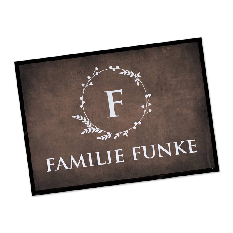 Fußmatte mit Monogramm & Text bedruckt in 2 Größen