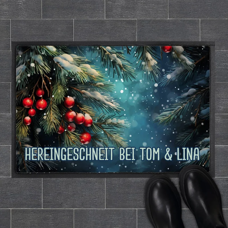 Weihnachts-Fußmatte mit Ihrem Text - verschiedene Motive zur Auswahl