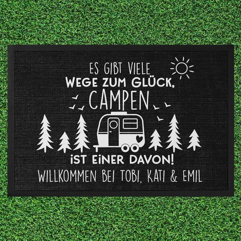 Fußmatte für Camper - Es gibt viele Wege zum Glück - mit Wunschtext