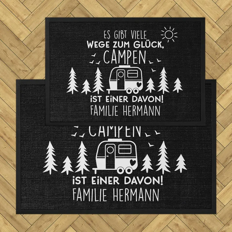 Fußmatte für Camper - Es gibt viele Wege zum Glück - mit Wunschtext