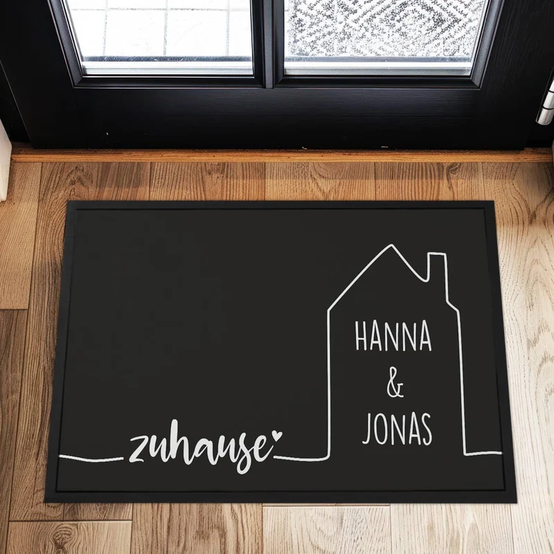 Zuhause - Fußmatte mit Haus und Ihren Wunschnamen