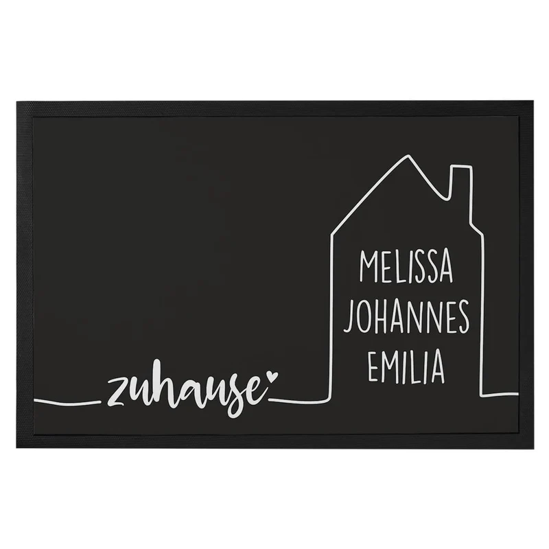 Zuhause - Fußmatte mit Haus und Ihren Wunschnamen