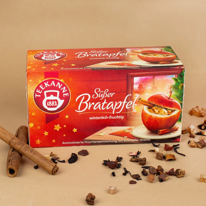 Gemütliche Weihnachten - Geschenkset mit Christbaumkugel, Tee, Emailletasse und Geschenkbox