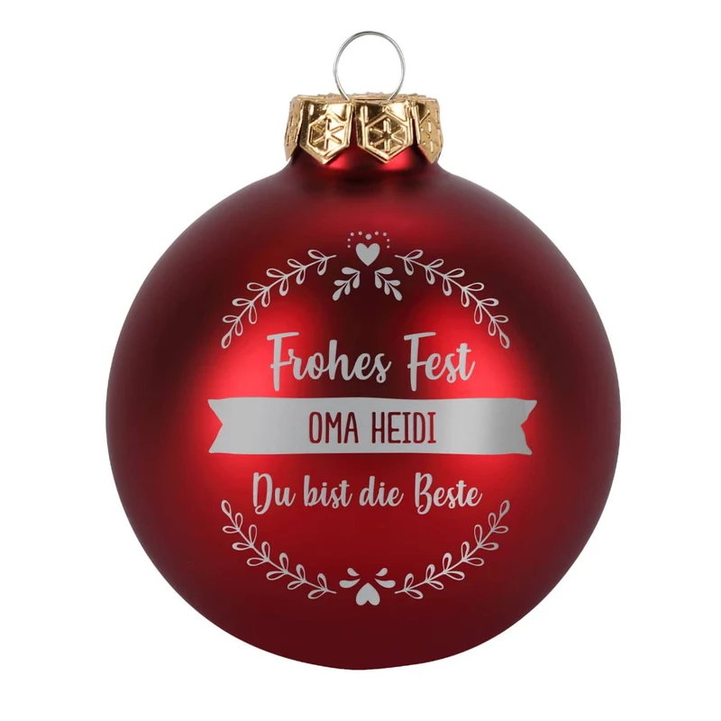 Gravierte Christbaumkugel mit 3 Zeilen Wunschtext