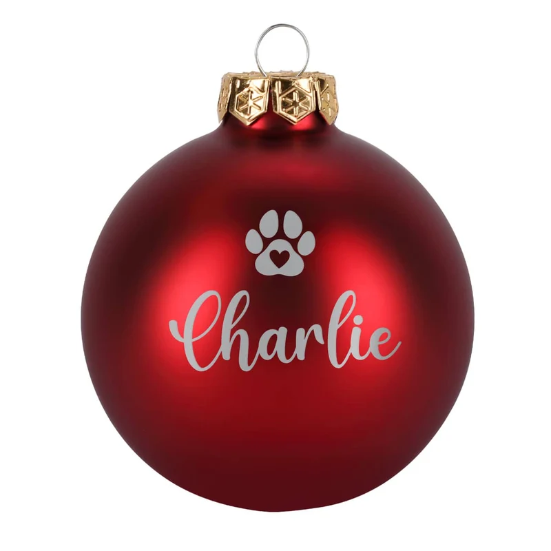 Christbaumkugel für Tiere mit Name und Pfote graviert