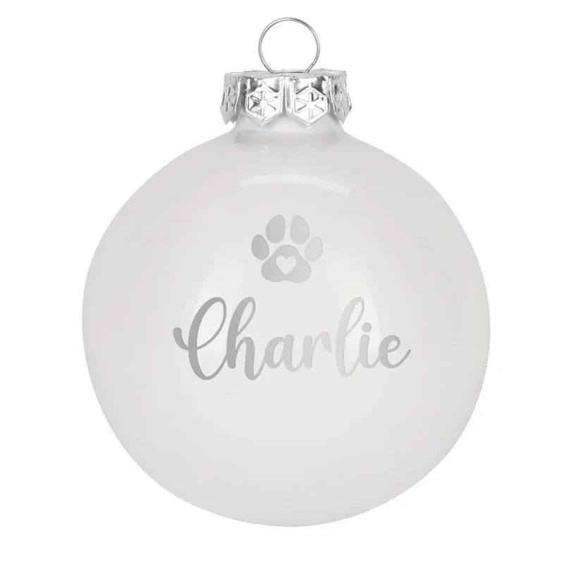 Christbaumkugel für Tiere mit Name und Pfote graviert
