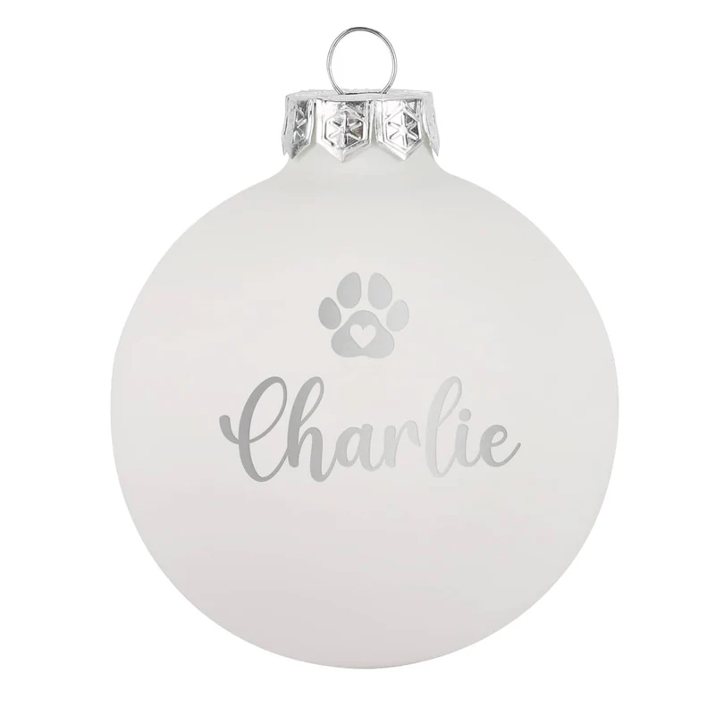 Christbaumkugel für Tiere mit Name und Pfote graviert