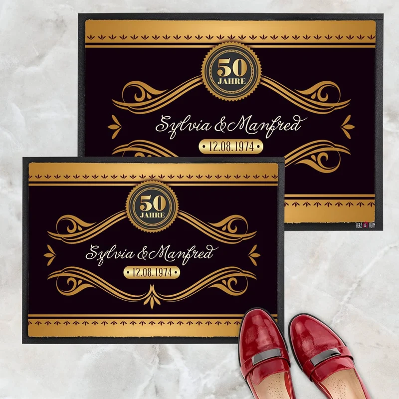 Persönliche Fußmatte zur Goldenen Hochzeit