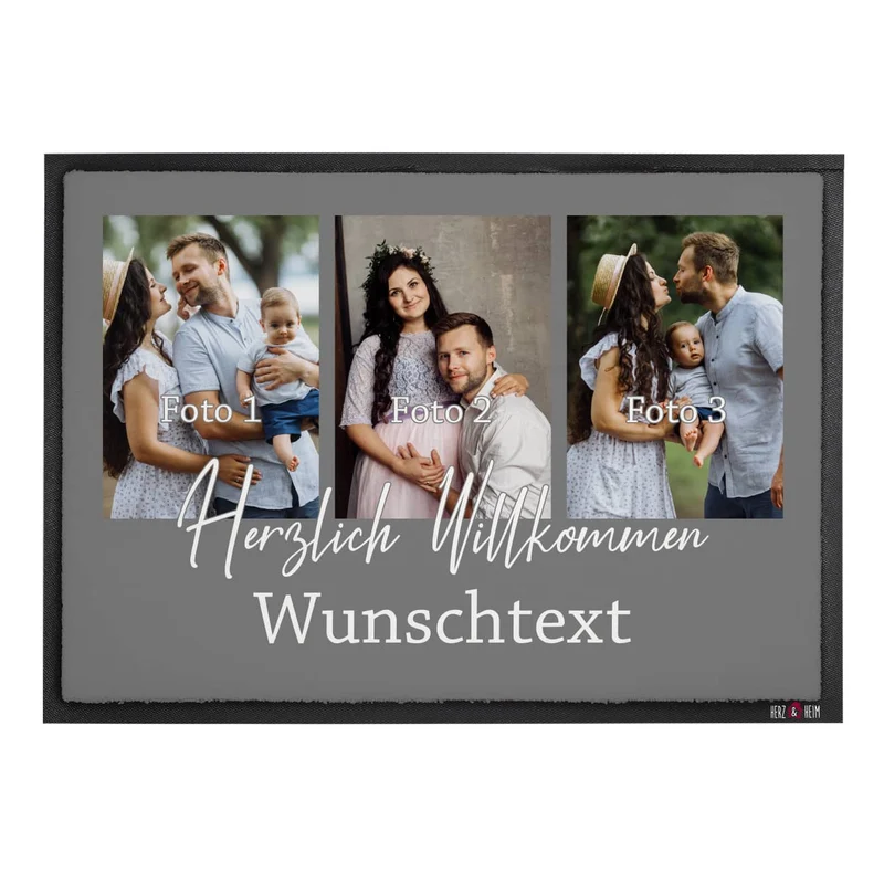 Herzlich Willkommen - moderne Foto-Fußmatte mit Ihrem Wunschtext