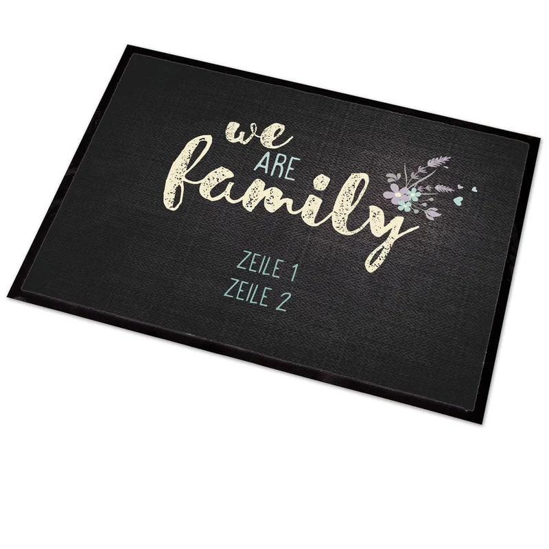 We are family - bedruckte Fußmatte mit 2 Zeilen Wunschtext