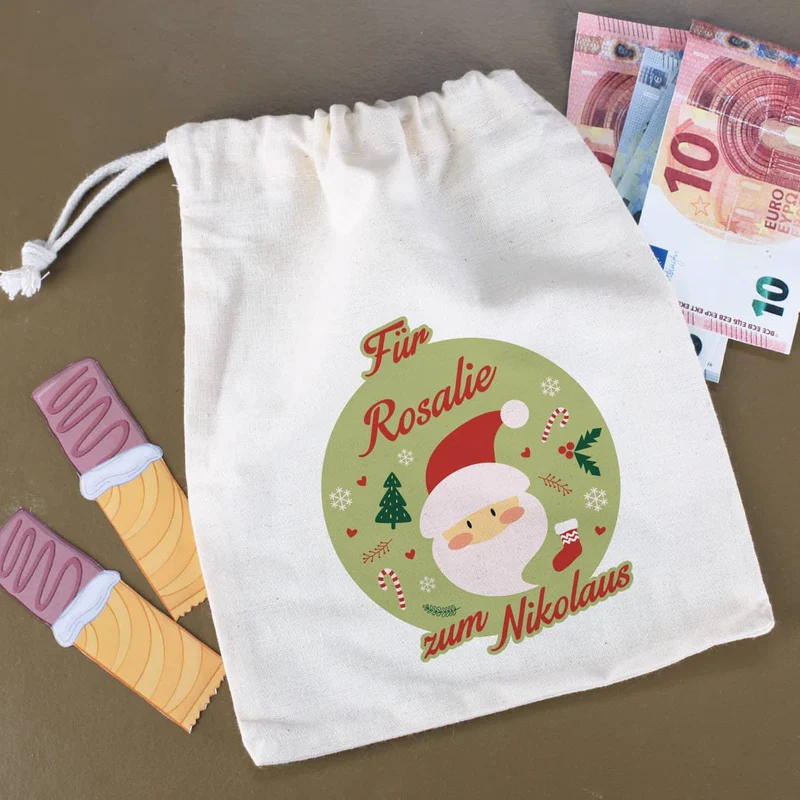 kleiner Geschenksack zum Nikolaus mit Ihrem Wunschnamen