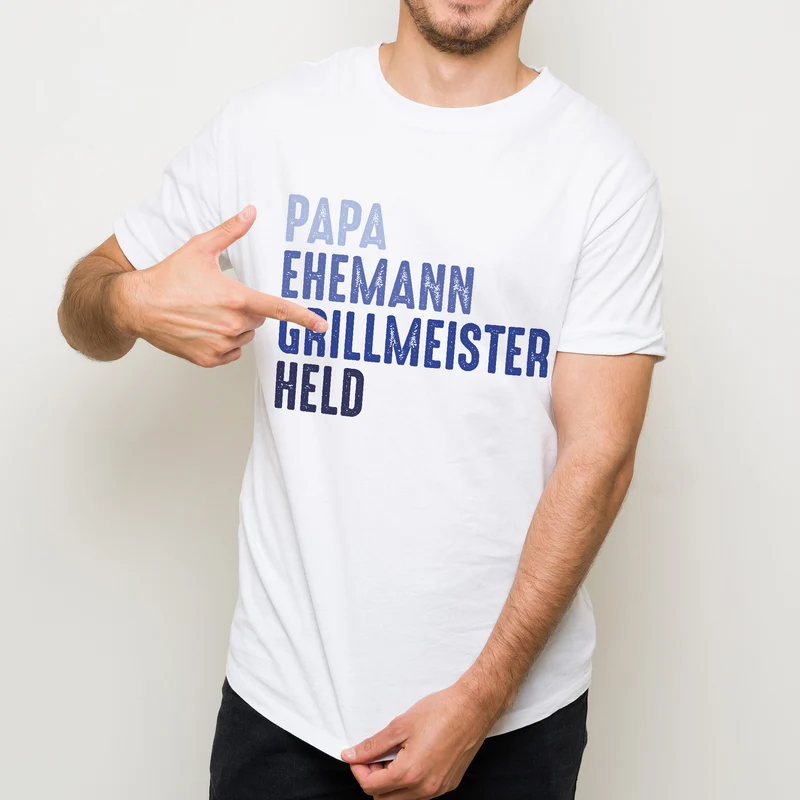 T-Shirt für Männer zum Vatertag, Geburtstag & Co. | personalisiert mit Wunschtext | Weiß