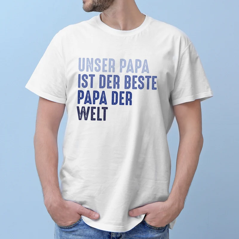 T-Shirt für Männer zum Vatertag, Geburtstag & Co. | personalisiert mit Wunschtext | Weiß