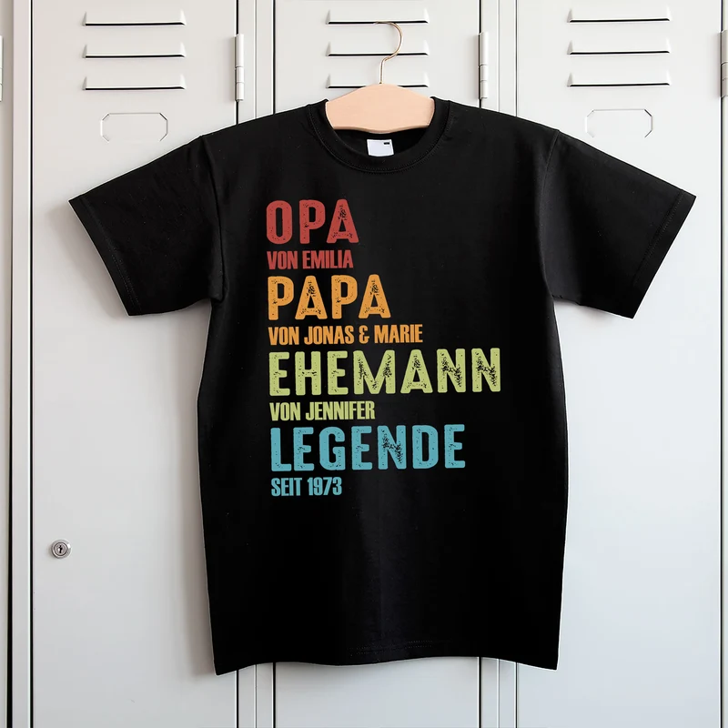 T-Shirt für Männer personalisierbar mit Jahreszahlen | Opa, Papa, Ehemann, Legende